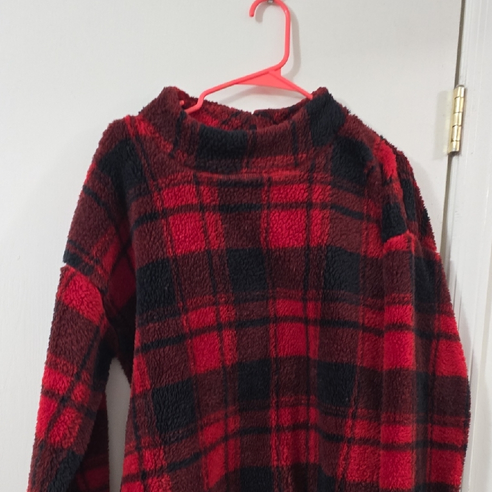 Maurices Red and Black Plaid Sweater